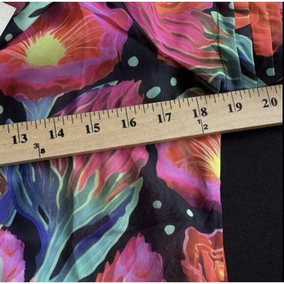 Farm Rio Dress Womens Small Black Pink Floral Pleated Maxi Button Anthropologie - Picture 13 of 15